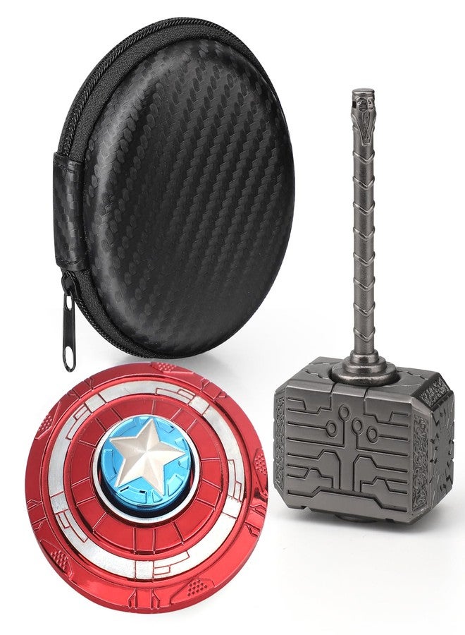 Amarlozn Transformable Fidget Spinner, Metal Hand Hammer Fidgit Toy for Kids Adults, Cool Shield Chain Fingertip Gyro Stress Relief Cube for Office, Stocking Stuffer Gifts for Christmas 2 Pack - Image 1